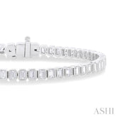 5 1/2 ctw North-South Bezel Set Emerald Cut Diamond Tennis Bracelet in 14K White Gold